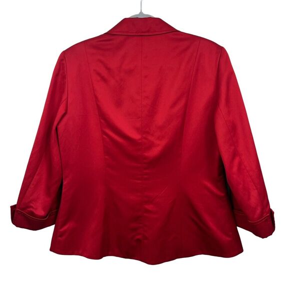 Lafayette 148 Womens Blazer Suit 3 Button 3/4 Cuffed Sleeves Lined Satin Red 10 - Picture 4 of 6